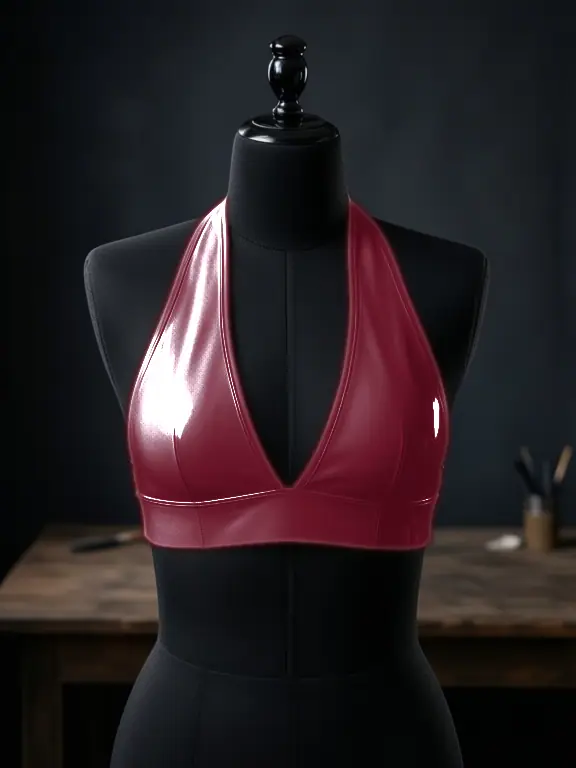 Halter Top in Plum latex — front view