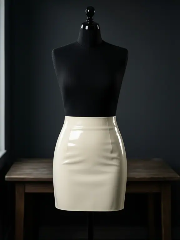 Pencil Skirt (Mini) in White latex — front view