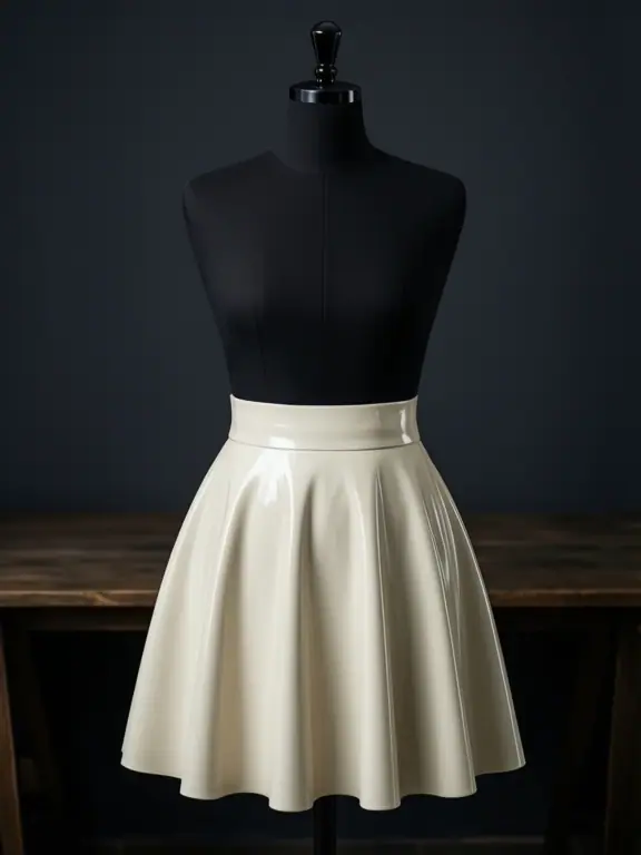 Skater Skirt in White latex — front view